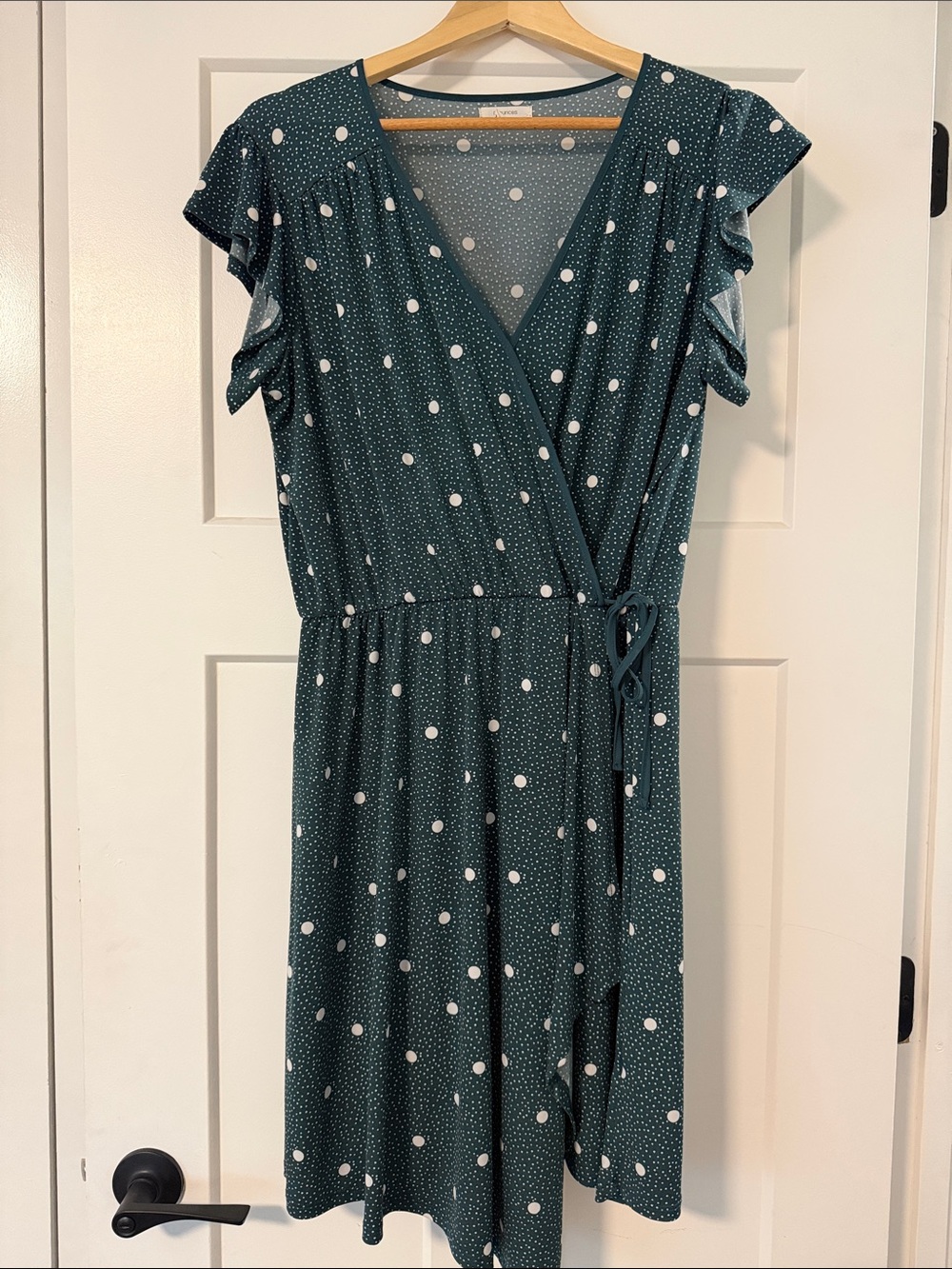 Maurices Teal Polka Dot Wrap Mini Dress